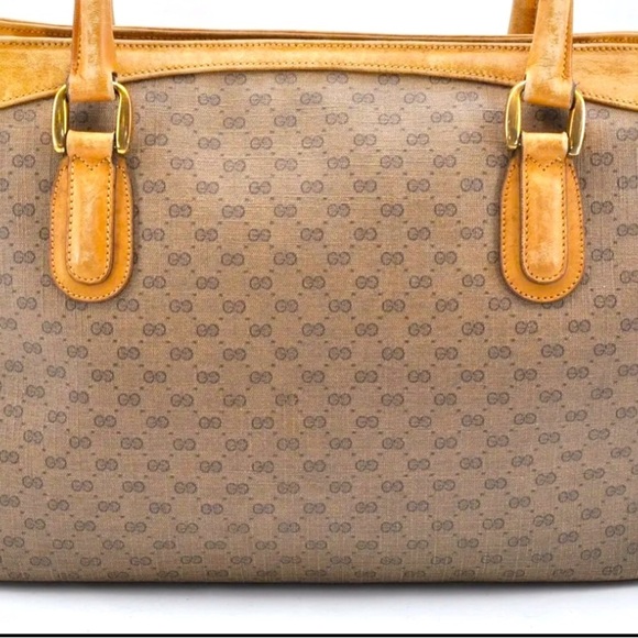 GUCCI Micro GG Vintage PVC Leather Shoulder Hand Tote Bag Brown​​​ - Picture 7 of 16